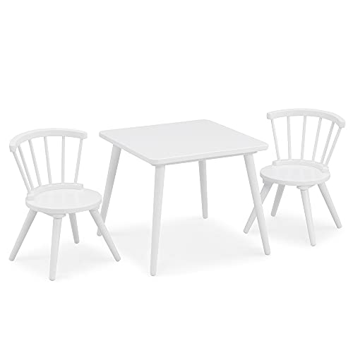 0080213089429 - DELTA CHILDREN WINDSOR KIDS WOOD TABLE CHAIR SET (2 CHAIRS INCLUDED) - IDEAL FOR ARTS & CRAFTS, SNACK TIME, HOMESCHOOLING, HOMEWORK & MORE, BIANCA WHITE