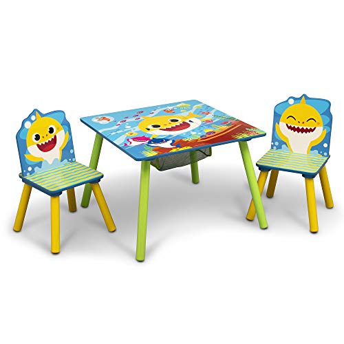 0080213107864 - BABY SHARK KIDS TABLE AND CHAIR SET WITH STORAGE (2 CHAIRS INCLUDED) - IDEAL FOR ARTS & CRAFTS, SNACK TIME, HOMESCHOOLING, HOMEWORK & MORE BY DELTA CHILDREN