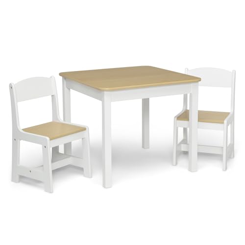 0080213136758 - DELTA CHILDREN MYSIZE KIDS WOOD TABLE AND CHAIR SET (2 CHAIRS INCLUDED) - IDEAL FOR ARTS & CRAFTS, SNACK TIME, HOMESCHOOLING, HOMEWORK & MORE, BIANCA WHITE/NATURAL