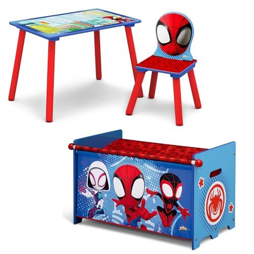 0080213137175 - DELTA CHILDREN - MARVEL SPIDEY AND HIS AMAZING FRIENDS 3-PIECE TODDLER PLAYROOM SET – INCLUDES TABLE, CHAIR AND TOY BOX, BLUE/RED
