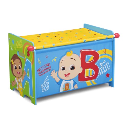 0080213153137 - DELTA CHILDREN - COCOMELON TOY BOX TOY BOX WITH RETRACTABLE FABRIC TOP, BLUE