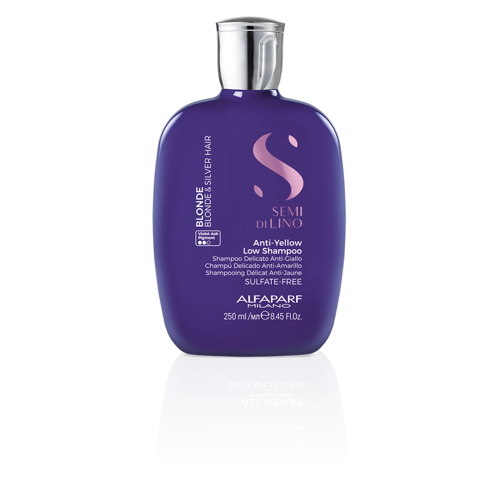 8022297133362 - ALFAPARF MILANO SEMI DI LINO BLONDE ANTI-YELLOW LOW SHAMPOO FOR BLONDE, PLATINUM AND SILVER HAIR - SULFATE FREE PURPLE SHAMPOO - REMOVES YELLOW AND BRASSY TONES - CORRECTS BRASSINESS