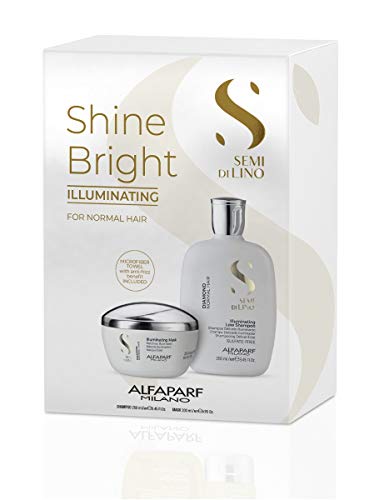 8022297135205 - ALFAPARF MILANO SEMI DI LINO DIAMOND ILLUMINATING SULFATE FREE SHAMPOO AND MASK DUO PACK - ADDS SHINE AND BODY TO COLOR TREATED HAIR - PARABEN AND PARAFFIN FREE - INCLUDES MICROFIBER HAIR TOWEL, 1 CT.