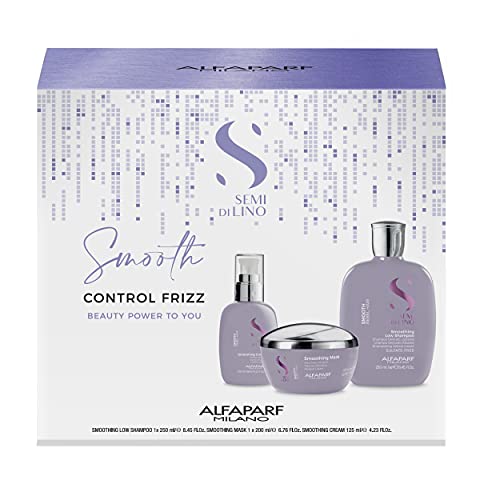 8022297138138 - ALFAPARF MILANO SEMI DI LINO SMOOTH GIFT SET FOR STRAIGHT HAIR - SULFATE FREE SHAMPOO, MASK AND SMOOTHING CREAM - CONTROLS FRIZZ - HUMIDITY PROTECTION - ADDS SHINE AND SOFTNESS, 1 CT.