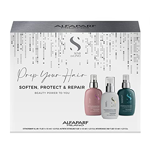 8022297138145 - ALFAPARF MILANO SEMI DI LINO PREP AND PRIMER GIFT SET - ALL-IN-ONE SPRAY, HAIR DETANGLER AND ANTI-BREAKAGE FLUID - SOFTENS, PROTECTS AND REPAIRS HAIR - ADDS SHINE - SALON QUALITY, 1 CT.