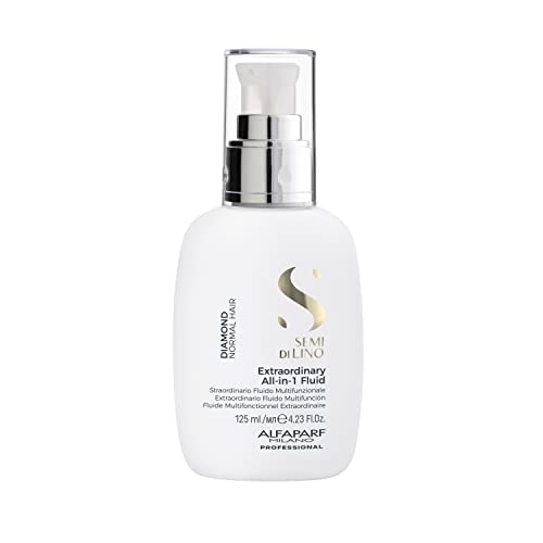 8022297157030 - ALFAPARF MILANO SEMI DI LINO DIAMOND EXTRAORDINARY ALL-IN-1 LEAVE-IN FLUID WITH THERMAL PROTECTION - DETANGLES, PROTECTS, SOFTENS, SMOOTHS, CONTROLS, SEALS CUTICLES - VEGAN FORMULA - 4.23 FL. OZ.