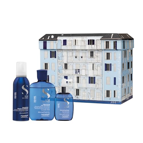 8022297160962 - ALFAPARF MILANO SEMI DI LINO VOLUME GIFT SET FOR FINE HAIR - SULFATE FREE SHAMPOO, MOUSSE CONDITIONER AND VOLUMIZING SPRAY -ADDS INTENSE VOLUME, THICKNESS AND BODY - ANTI-FRIZZ