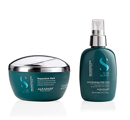 8022297164366 - ALFAPARF MILANO SEMI DI LINO RECONSTRUCTION REPARATIVE MASK AND ANTI-BREAKAGE FLUID SET FOR DAMAGED HAIR - REPAIRS, RECONSTRUCTS, STRENGTHENS - ADDS SHINE AND SOFTNESS