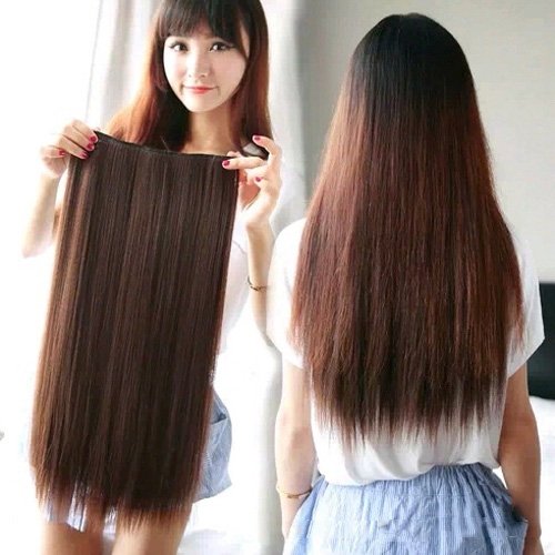 0802246089548 - 2015 FASHION WOMEN GIRLS LONG STRAIGHT CLIP-ON HAIR WIGS PIECE 5-HAIRPIN WIGS THICKEN HAIR EXTENSION * COLOR: BLACK