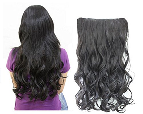 0802251785510 - ESSENTIAL 2015 NEW FASHION ONE PIECE LONG CURL/CURLY/WAVY HAIR EXTENSIONS CURL HAIRPIECE BLACK
