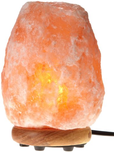 0802293943497 - WBM 1002 HAND CARVED HIMALAYAN NATURAL CRYSTAL LAMP BUNDLE WITH NEEM WOOD BASE, BULB AND DIMMER SWITCH - 8-INCH