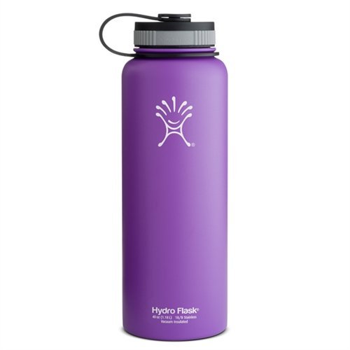 0802313572553 - HYDRO FLASK 40 OZ WIDE MOUTH INSULATED STAINLESS STEEL WATER BOTTLE,DOUBLE WALL VACUUM INSULATED,KEEPS HOT 12 HOURS KEEP COLD 24 HOURS,BPA-FREE (ACAI PURPLE)