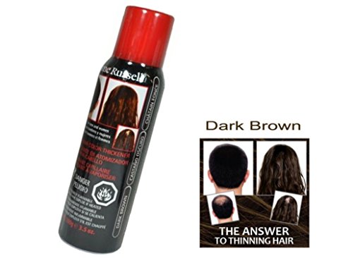 0802403718502 - DARK BROWN JEROME RUSSELL SPRAY ON HAIR COLOR THICKENER (EASILY COVERS UP LIGHT TO MEDIUM BALD SPOTS, HIDES GRAY, AND MAKES HAIR LOOK FULLER) - SIZE 3.5 OZ