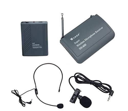 0802477296739 - 2015 PROFESSIONAL SUPER WIRELESS MICROPHONE RECIVER TRANSMITTER SYSTEM SET WITH CLIP-ON HEADS COMPUTER HEADSET + LAVALIER SH-600