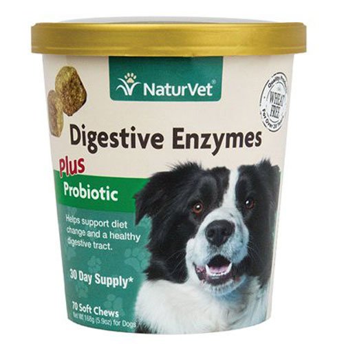0802703434010 - NATURVET DIGESTIVE ENZYMES PLUS PROBIOTIC FOR DOGS, 70 CT SOFT CHEWS , MADE IN USA