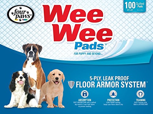0802710465571 - FOUR PAWS WEE-WEE PUPPY DOG HOUSEBREAKING PADS, 100-PACK BOX PEE URINE NEW