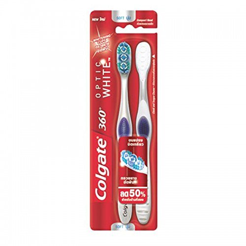 0802732511157 - COLGATE 360 OPTIC WHITE TOOTHBRUSH POLISHING BRISTLES REMOVE SURFACE STAINS AND CLEAN HARD-TO-REACH PLACES.