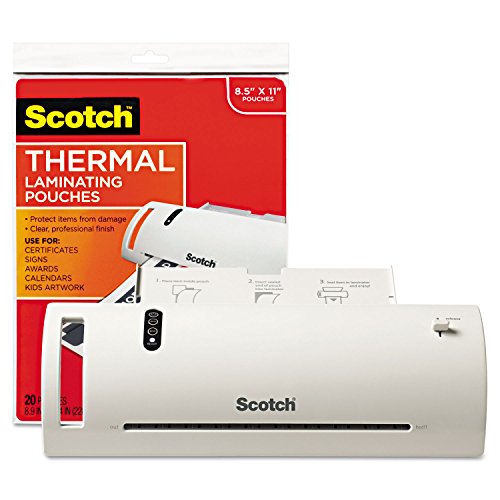 0802810172942 - SCOTCH THERMAL LAMINATOR COMBO PACK, INCLUDES 20 LETTER-SIZE LAMINATING POUCHES, HOLDS SHEETS UP TO 8.5 X 11(TL902VP)