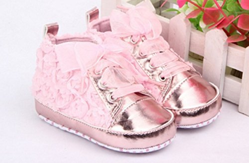 0802978443755 - BEBE FIRST WALKERS KIDS TODDLER SHOES SAPATOS BABY LACE-UP ROSE FLOWER SOFT SOLE GIRL SHOES PINK COLOR (3 US SIZE, PINK)