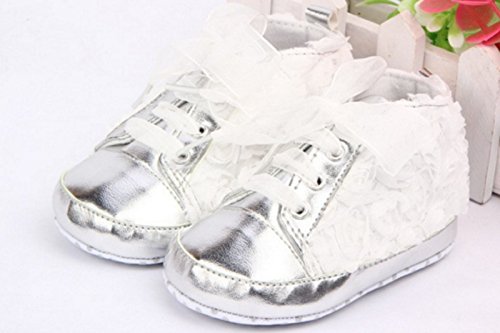 0802978484987 - BEBE FIRST WALKERS KIDS TODDLER SHOES SAPATOS BABY LACE-UP ROSE FLOWER SOFT SOLE GIRL SHOES WHITE COLOR (2 US SIZE, WHITE)