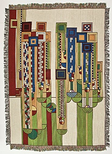 0802991133459 - FRANK LLOYD WRIGHT ARCHITECT SAGUARO FORMS TAPESTRY WOVEN THROW BLANKET