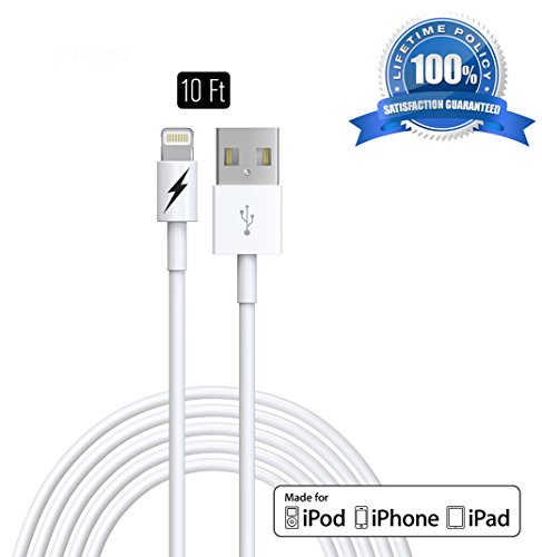0802991148835 - 10 FT CERTIFIED IPHONE 5 & 6 CHARGING CABLE LIGHTNING CORD - GENUINE AUTHENTICATION CHIP ENSURES THE FASTEST CHARGE AND SYNC FOR LATEST IPADS IPODS & IOS DEVICES.!