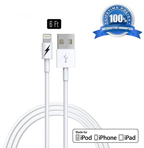 0802991148873 - 6 FT CERTIFIED IPHONE 5 & 6 CHARGING CABLE LIGHTNING CORD - GENUINE AUTHENTICATION CHIP ENSURES THE FASTEST CHARGE AND SYNC FOR LATEST IPADS IPODS & IOS DEVICES. LIFETIME GUARANTEE!