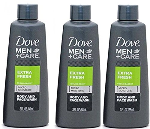 0802991661174 - DOVE MEN + CARE EXTRA FRESH BODY AND FACE WASH 3 OZ TRAVEL SIZE (PACK OF 3)