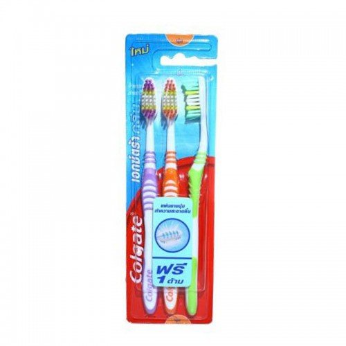 0803104554758 - COLGATE EXTRA CLEAN TOOTHBRUSH ; 2 GET 1 FREE-ADULT MEDIUM HEAD,(COLORS MAY VARY),REACHES BACK TEETH,NON-SLIP RUBBER GRIP PROVIDES SUPERIOR COMFORT AND CONTROL,PROTECTING ENAMEL AND GUMS