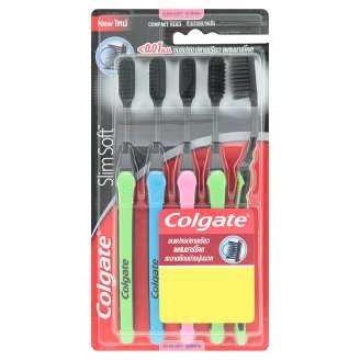 0803104618061 - COLGATE HEAD ULTRA SOFT CHARCOAL BRISTLES TOOTHBRUSH SLIM SOFT COMPACT ;PACK OF 5 (COLORS MAY VARY)CHARCOAL BRISTLES TOOTHBRUSH,THAT ARE LESS THAN THIN0.01MM HELP TO REMOVE BACTERIA,SOFT RUBBER HANDLE FOR A COMFORTABLE GRIP,SLIM AND SOFT BRISTLE