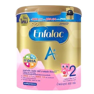 0803104935250 - ENFAMIL ENFALAC MILK POWDER A+ 360 MIND PLUS STAGE 2(FOR 6 MONTHS - 3 YEARS) 28.22OZ/800G.CONTAINS CHOLINE, OMEGA 3 NUCLEOTIDES/TWO FIBERS -GALACTO-OLIGOSACCHARIDE AND INULIN