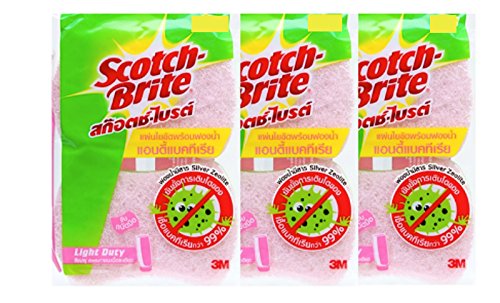 0803106007269 - 3M SCOTCH BRITE LIGHT DUTY SPONGE ANTIBACTERIAL - 6 COUNT/PINK COLOR,INCLUDES SILVER ZEOLITE SUBSTANCE- SILVER ZEOLITE SUBSTANCE CAN REDUCE ODOR AND BACTERIA FOR MORE THAN 99%