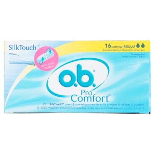 0803106441230 - O.B. PROCOMFORT WITH SILKTOUCH REGULAR 16 -COUNT PACKAGES FOR AVERAGE FLOW,TAMPONS ARE DESIGNED WITH CURVED GROOVES TECHNOLOGY