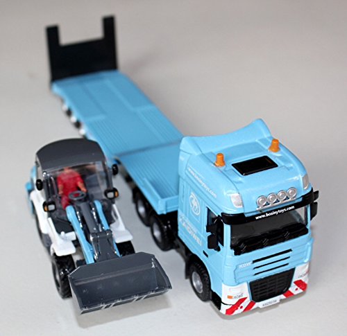 0803392457571 - KAIDIWEI 1:50 SCALE ENGINEERING VEHICLE SERIES FLATBED TRAILER HEAVY FORKLIFT METAL ALLOY CAR MODEL KIDS TOYS BLUE