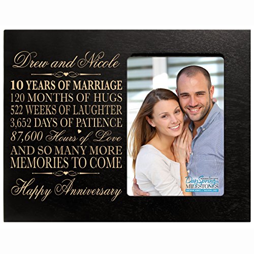 0803422100583 - PERSONALIZED TEN YEAR ANNIVERSARY GIFT HER HIM COUPLE CUSTOM ENGRAVED 10TH YEAR WEDDING CELEBRATION FOR HUSBAND WIFE GIRLFRIEND BOYFRIEND FRAME HOLDS 4X6 PHOTO BY DAYSPRING INTERNATIONAL (BLACK)
