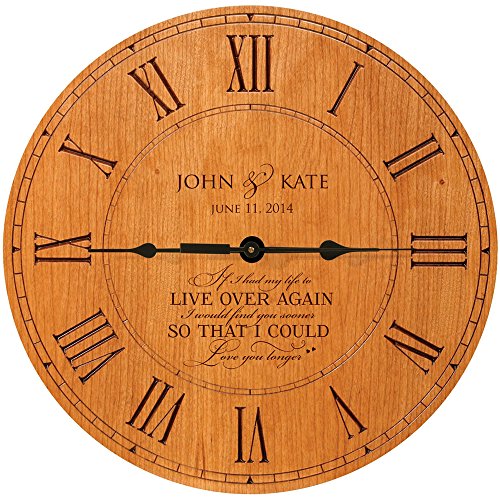 0803422609901 - WEDDING CLOCK OR ANNIVERSARY CLOCK, PERSONALIZED WEDDING GIFT, ANNIVERSARY GIFT, HOUSEWARMING GIFT  IF I HAD TO DO OVER AGAIN I WOULD FIND YOU SOONER SO THAT I COULD LOVE YOU LONGER  (CHERRY)