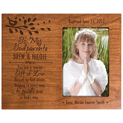 0803422623235 - PERSONALIZED GIFT FOR GODPARENTS FROM GODCHILD BAPTISM PHOTO FRAME TO MY GODPARENTS YOU ARE A SPECIAL GIFT OF LOVE BLESSED BY GOD ABOVE HELPING IN EVERY WAY CHERRY PICTURE FRAME HOLDS 4X6 PHOTO