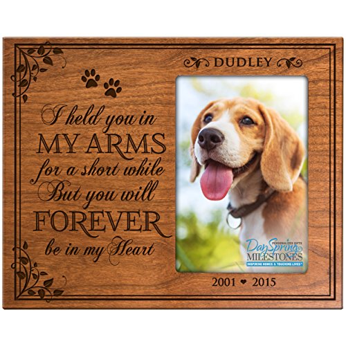 0803422630868 - PERSONALIZED PET MEMORIAL GIFT, SYMPATHY PHOTO FRAME, I HELD YOU IN MY ARMS FOR A SHORT WHILE, CUSTOM FRAME HOLDS 4X6 PHOTO BY DAYSPRING MILESTONES USA MADE (CHERRY)
