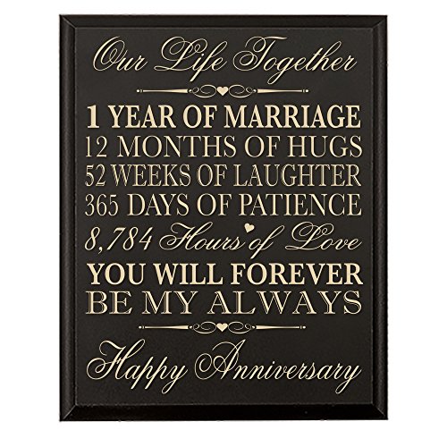 0803422632657 - 1ST WEDDING ANNIVERSARY WALL PLAQUE GIFTS FOR COUPLE, 1ST ANNIVERSARY GIFTS FOR HER,1ST WEDDING ANNIVERSARY GIFTS FOR HIM 12 W X 15 H WALL PLAQUE BY DAYSPRING MILESTONES (BLACK)