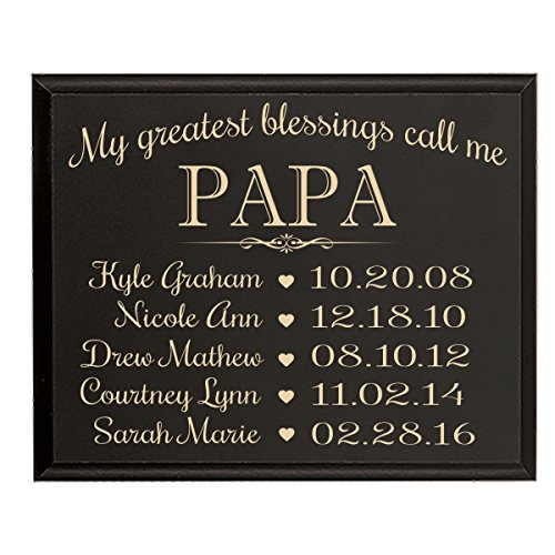 0803422653614 - PERSONALIZED GIFT FOR PAPA WITH FAMILY ESTABLISHED YEAR WALL PLAQUE WITH CUSTOM ENGRAVED CHILDREN'S NAMES AND DATES TO REMEMBER MY GREATEST BLESSINGS CALL ME PAPA BY DAYSPRING MILESTONES (9X12, BLACK)