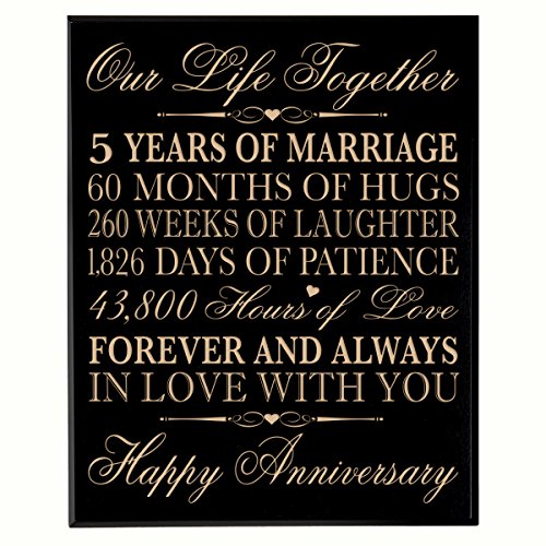0803422668700 - 5TH WEDDING ANNIVERSARY WALL PLAQUE GIFTS FOR COUPLE, 5TH ANNIVERSARY GIFTS FOR HER,5TH WEDDING ANNIVERSARY GIFTS FOR HIM 12 W X 15 H WALL PLAQUE BY DAYSPRING MILESTONES (BLACK MAPLE SOLID WOOD)