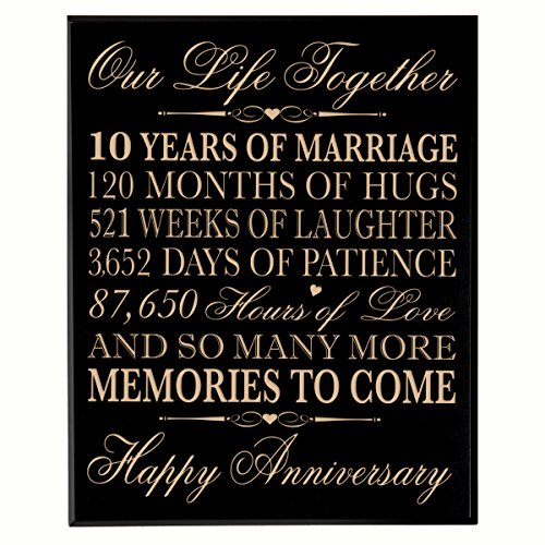 0803422668731 - 10TH WEDDING ANNIVERSARY WALL PLAQUE GIFTS FOR COUPLE, 10TH ANNIVERSARY GIFTS FOR HER,10TH WEDDING ANNIVERSARY GIFTS FOR HIM 12 W X 15 H WALL PLAQUE BY DAYSPRING MILESTONES (BLACK SOLID WOOD)