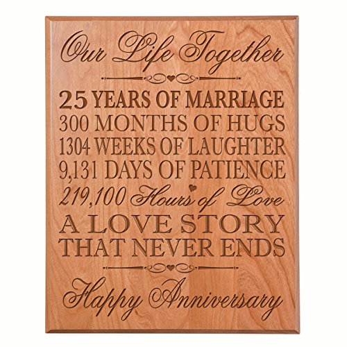 0803422669691 - 25TH WEDDING ANNIVERSARY WALL PLAQUE GIFTS FOR COUPLE, 25TH ANNIVERSARY GIFTS FOR HER, GIFTS FOR HIM 12 W X 15 H WALL PLAQUE BY DAYSPRING MILESTONES (CHERRY SOLID WOOD)