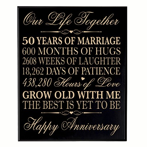 0803422669868 - 50TH WEDDING ANNIVERSARY WALL PLAQUE GIFTS FOR COUPLE, 50TH ANNIVERSARY GIFTS FOR HER, GIFTS FOR HIM 12 W X 15 H WALL PLAQUE BY DAYSPRING MILESTONES (BLACK VENEER WOOD)
