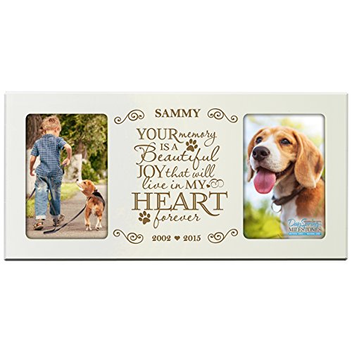0803422670918 - PERSONALIZED PET MEMORIAL GIFT, SYMPATHY PHOTO FRAME, YOUR MEMORY IS A BEAUTIFUL JOY THAT WILL LIVE IN OUR HEARTS FOREVER, CUSTOM FRAME BY DAYSPRING MILESTONES USA MADE HOLDS TWO 4X6 PHOTOS (IVORY)
