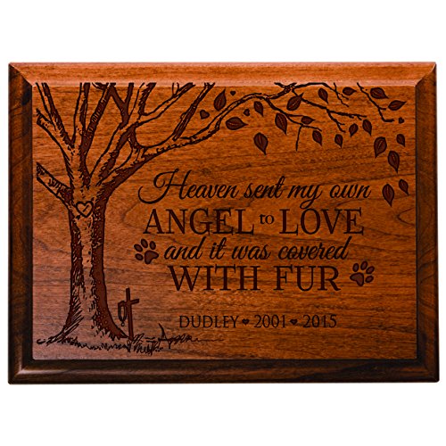 0803422671854 - PERSONALIZED PET MEMORIAL GIFT, SYMPATHY WALL PLAQUE, HEAVEN SENT MY OWN ANGEL TO LOVE, CUSTOM ENGRAVED PLAQUE MEASURES 6X8 BY DAYSPRING MILESTONE USA MADE (CHERRY HARDWOOD)