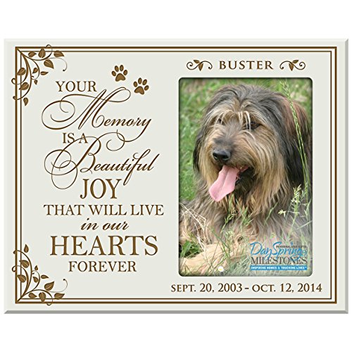 0803422675074 - PERSONALIZED PET MEMORIAL GIFT, SYMPATHY PHOTO FRAME, YOUR MEMORY IS A BEAUTIFUL JOY THAT WILL LIVE IN OUR HEARTS FOREVER, CUSTOM FRAME BY DAYSPRING MILESTONES USA MADE HOLDS 4X6 PHOTO