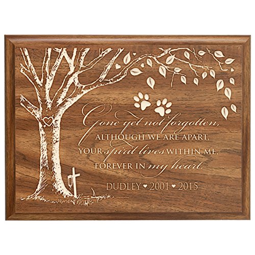 0803422678303 - PERSONALIZED PET MEMORIAL GIFT, SYMPATHY WALL PLAQUE, GONE YET NOT FORGOTTEN, CUSTOM ENGRAVED PLAQUE MEASURES 6X8 BY DAYSPRING MILESTONE USA MADE (WALNUT)