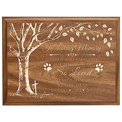 0803422678358 - PERSONALIZED PET MEMORIAL GIFT, SYMPATHY WALL PLAQUE, IN LOVING MEMORY UNSEEN AND UNHEARD BUT ALWAYS NEAR, CUSTOM ENGRAVED PLAQUE MEASURES 6X8 BY DAYSPRING MILESTONE USA MADE (WALNUT)