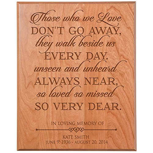 0803422682645 - PERSONALIZED WEDDING MEMORIAL GIFT, SYMPATHY WALL PLAQUE, THOSE WHO WE LOVE DON'T GO AWAY THEY WALK BESIDE US, CUSTOM ENGRAVED PLAQUE MEASURES 12X15 BY DAYSPRING MILESTONE USA MADE (CHERRY SOLID WOOD)